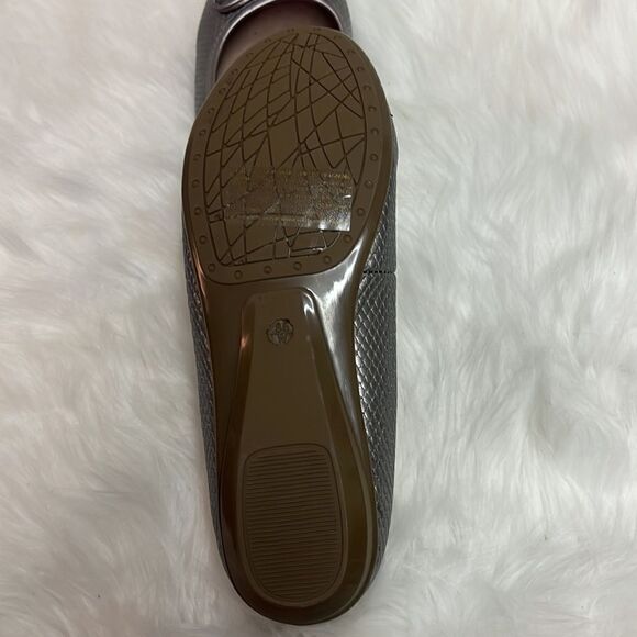 Gold Toe Ballet Graphite Snake Embossed Ballet Flats Size 8.5W BIN 15 - Picture 6 of 9